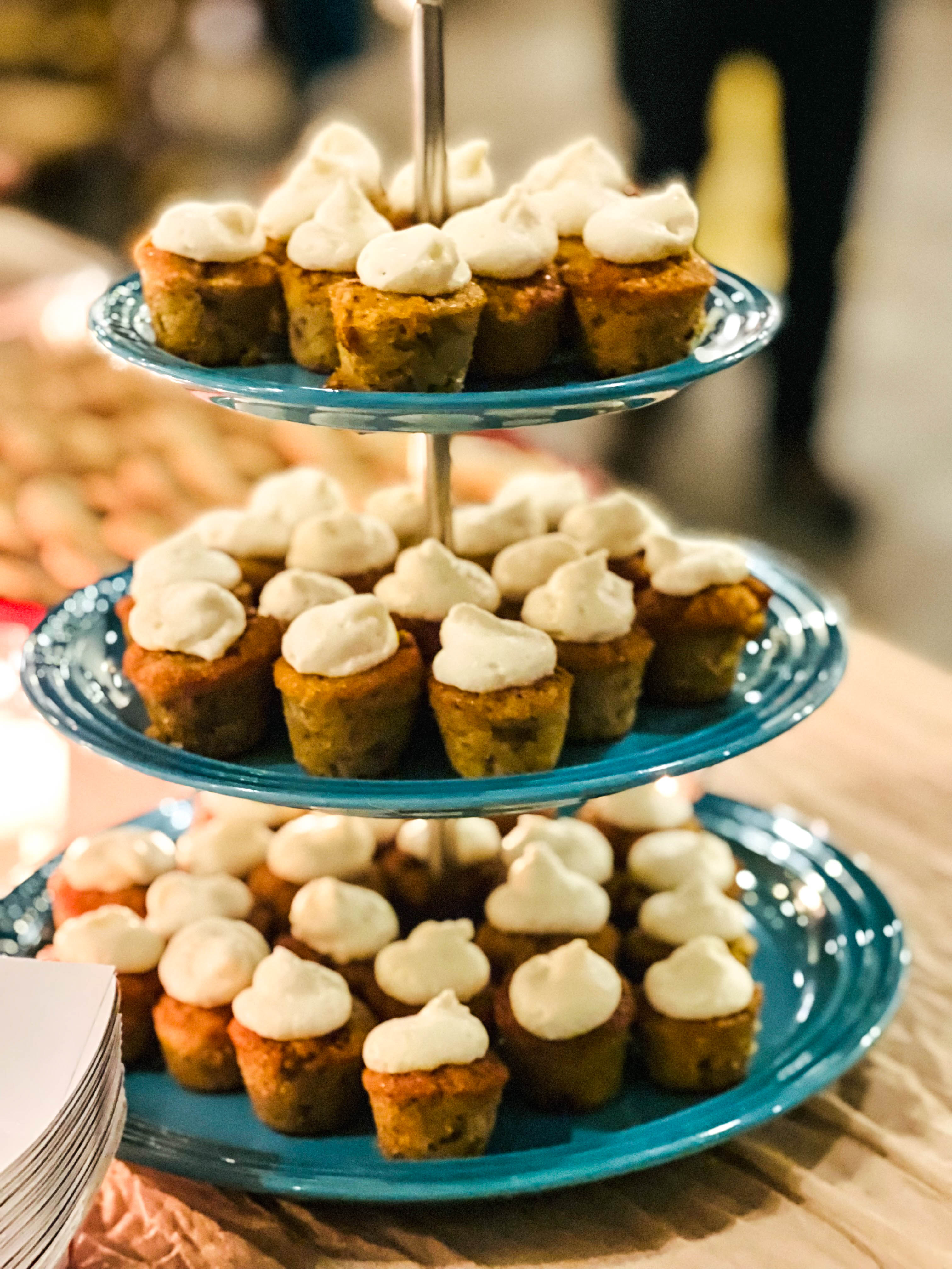 Carrot Cake Bites at Heritage Radio Network and Pay It Forward Charleston's Brighter Days Ahead campaign Kickoff Dinner at High Wire Distilling Co, in Charleston South Carolina