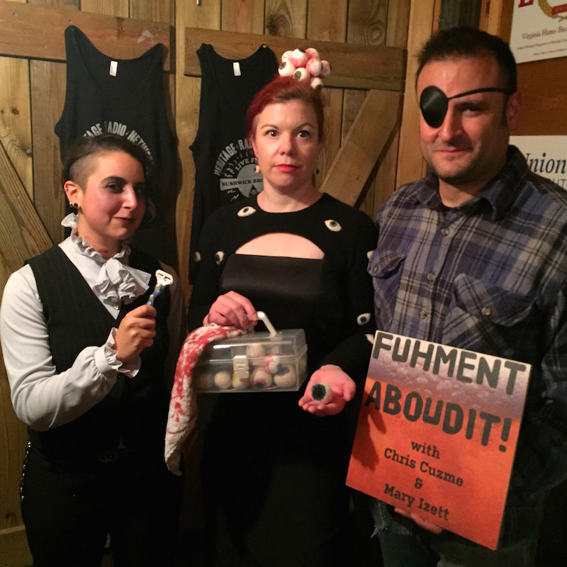 The Fuhmentaboudit crew keeping it spirited for Halloween!