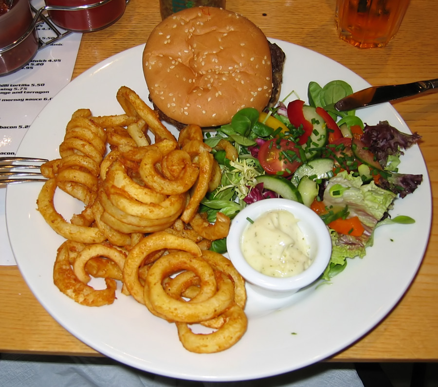 Bar-91_burger,_curly_fries_and_salad_(cropped)